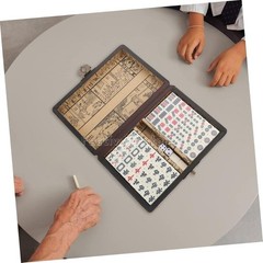 Vintage Chinese Mahjong Set Traditional 144 Tiles Mah-Jong Game Set w/ Case Box