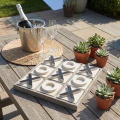 12.6″ Large Wooden Tic Tac Toe Game, Rustic Coffee Table Game, Wood Farmhouse…