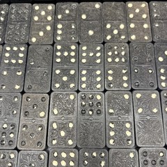 Vintage Dominos Mixed Tiles. Black With Vines & Floral. Lot Of 54.