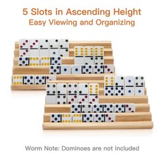 Domino Racks 10 x 5.5 x 0.79 Inches – Wooden Trays for Mexican Train Games