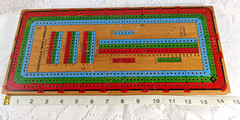 BIG Vtge Continuous Triple 3 Track Cribbage Board Wood 21 Pegs Crib Card Game