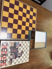 Dynamic Checkers 1972 Great Vintage Condition Solid Birch And Walnut Checkers