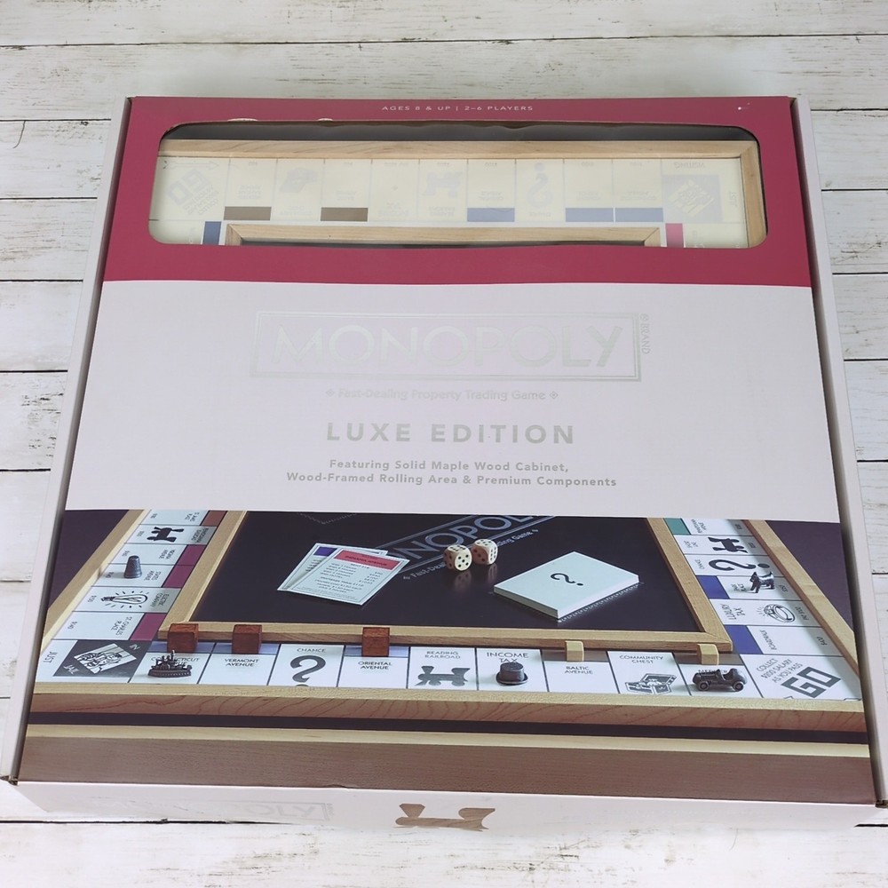Monopoly Deluxe Edition with Luxury Wood Cabinet Maple Wood Gαme Company O/Box