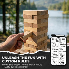 Outdoor Games Large Wooden Tower Stacking Game – 54 Premium Pine Blocks Stack up