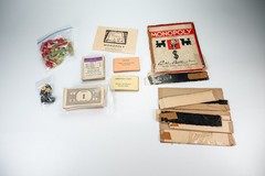 Vintage 1954 Parker Brothers Monopoly Game Pieces Parts Wood Houses Metal Tokens