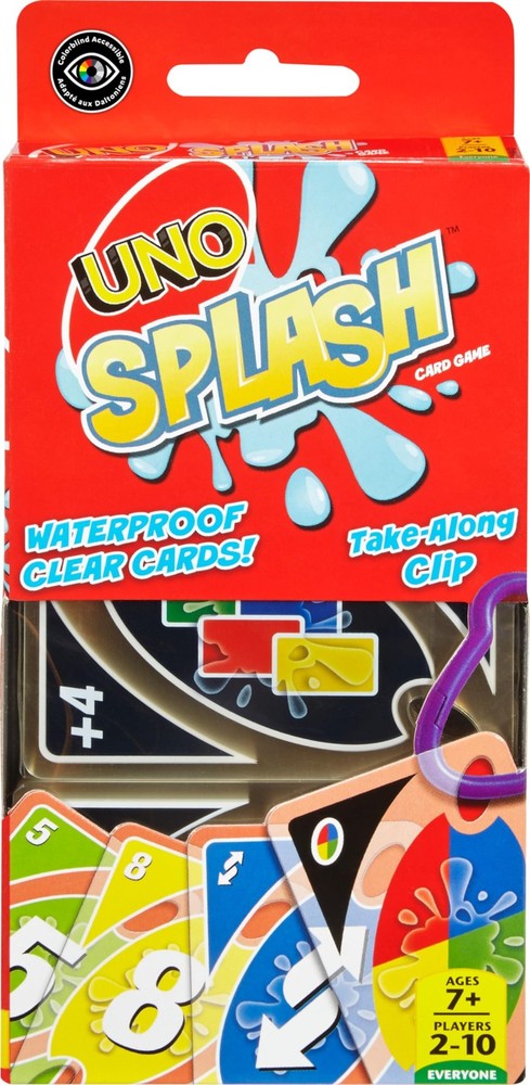 UNO Splash Card Game with Waterproof Cards and Portable Clip for Travel, Camp…
