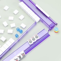 Elegant Purple Acrylic Mahjong Rack & Pusher Set of 4 – Game Night Essential