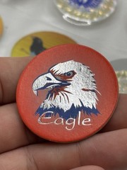 Vintage 90’s Pog Milk Cap * Silver FOIL * Eagle * Red, White & Blue KOREA!