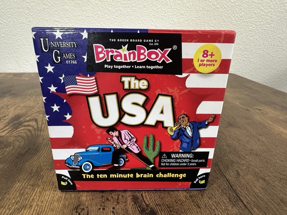 Brain Box, The USA, Board Game COMPLETE , Challenge Learn States, Capitals, 8+