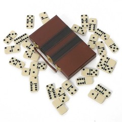 28pcs Double Six Dominoes Set Classic Black & White Plastic Tiles in Box