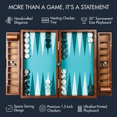 20 Inch Large Backgammon Sets for Adults, Green Backgammon Board, Solid Wood….