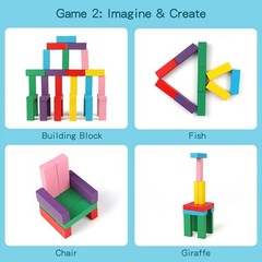 48pcs Wooden Stacking Blocks Game Colorful Balancing Toy Set