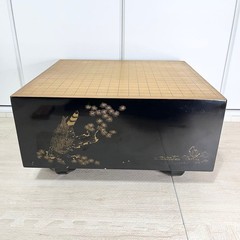 Vintage Go Board IGO Game Black Lacquer Finish Gold Maki-e Legs Luxury Japan