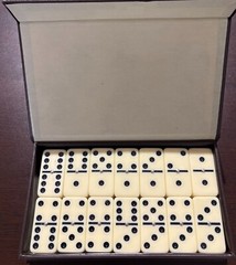 Double Six Dominoes Set with Leatherette Case – 28 Standard Size Thick Tiles