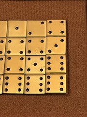 Vintage Mid-Century Solid Brass Double Six Dominoes Set(28) in FauxLeather Case