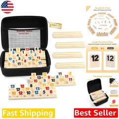 Rummy Cube 8 Player Set – 214 Large Tiles, 8 Wooden Racks, Zipper Case