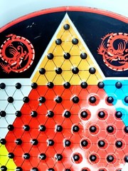 VINTAGE Chinese Checkers Ohio Art USA Two Sided Round Multicolored Tin NO PAWNS