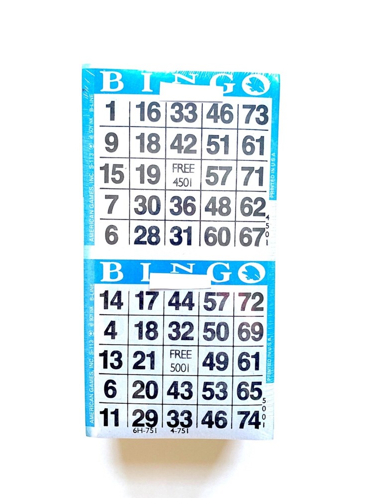 2 on 10 up Bingo Paper Game Cards- 50 Books- Color Collated