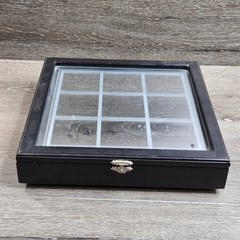 Tic Tac Toe Frosted Glass Game Set Black Wood Storage Box Unisex Black