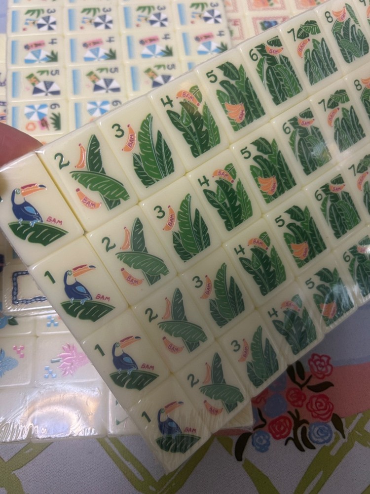 New high-end Blue and white grid American Mahjong Tiles set ,160 tiles+ Bag