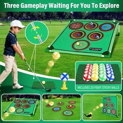 34 Pcs 3-in-1 Battle Golf Game Set with Stand & Club, Jumbo 32″ x32“ Chipping…