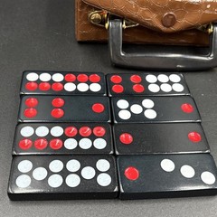Vtg Hong Kong Travel Mah Jong Domino Set – Ying Fat Cheung – Faux Alligator