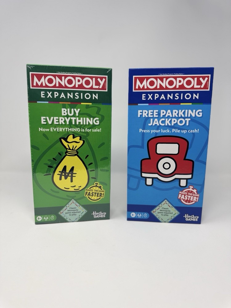 🆕 Monopoly Classic Board Game Expansion – 2 Pack Free Parking & Buy Everything