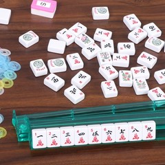 American Mah Jongg Mahjong Set 4 All-in-One Rack/Pushers 166 Tiles w/ Blue Bag