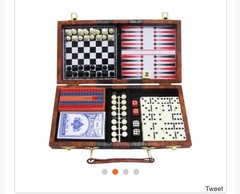 6 in 1 Game Set Portable Chess, Checkers, Backgammon, Dominoes, Cribbage, Cards