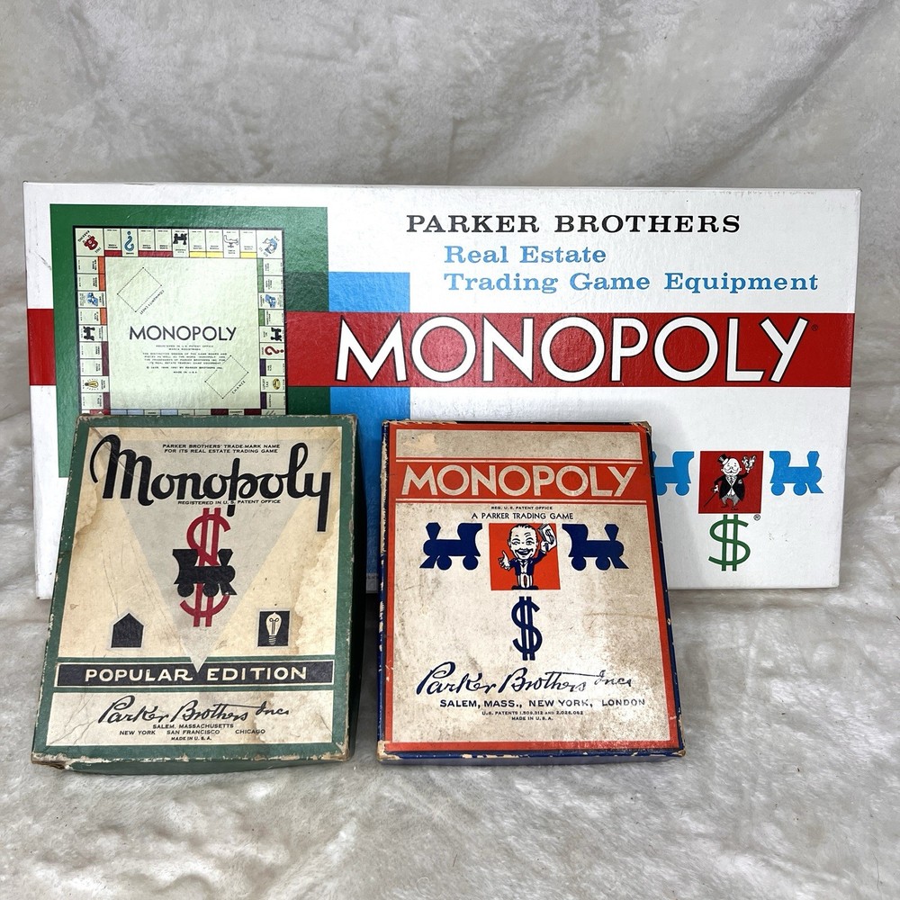 Vintage Monopoly Collection Lot 1930s Parker Bros Sets + 1970s Complete Game