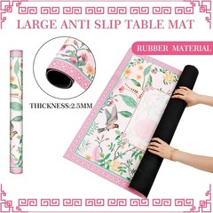 FYSUIMUC Pink Bird Floral Mahjong Mat W/ Carrying Bag 31.5″ x 31.5″ Table Mat