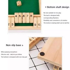 Wooden Dice Board Game Shut The Box for 4 Players Flaps & Dices Game Parent-chi*