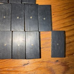 Antique Bone and Ebony Wood Dominos set 26 Dominos, Missing 2/4, 5/6 incomplete