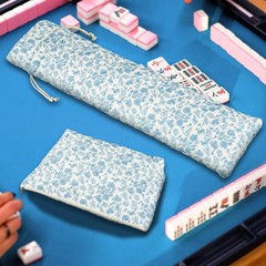 3 Pcs Quilted Empty Mahjong Bag Set, Thickened Blue Floral Carrying Bag Set w…