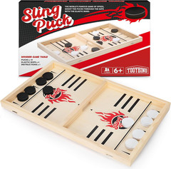 Large Fast Classic Slingshot Puck Game, Wooden Hockey Board Games for Family Nig