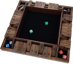WE Games 14inch 4-Player Shut The Box Wooden Board Game, Travel Size, Walnut