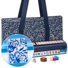 American Mahjong Set, “Chinoise II” with Floral Blue Soft Case