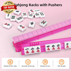 Non-Slip Mahjong Racks with Pushers, 4-Pack Clear Acrylic Racks, American Mahjon
