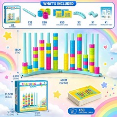 2 Pack Color Stack Challenge Game – Stacking Board Game Set with 2-4 Players Kid