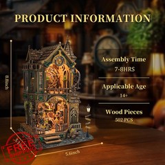 LORENOOK Magic Clock Tower Book Nook Wood Kit LED
