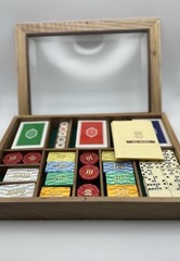 Vintage Dal Negro Italian luxury Gaming Set|Walnut Wood Case | Unopened Decks