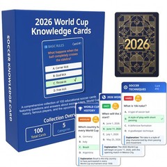 2026 World Cup Soccer Knowledge Trivia Cards Game – 100 Educational Question …