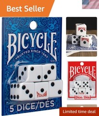 5 Count D6 Dice Set – Classic White & Black for Family Game Nights