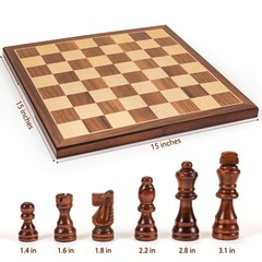 Chess Set Board Games for Adults: Handmade Walnut Wooden 15 2 Extra Queens