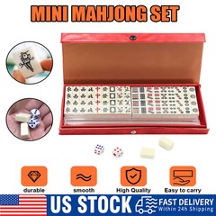 Portable Mini Mahjong Set, Indoor Entertainment Accessories with Carrying Case