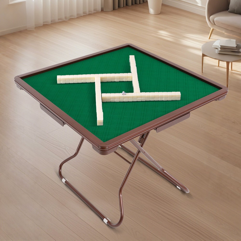 Mahjong Table with 4 Cup Holders & 4 Drawers for 4 People,Foldable Mahjong Table