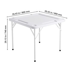 Uimoso Mahjong Table 4Player Folding Card Table & 4 Cup Holders Chip Trays White