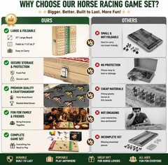21 inches Horse Race Board Game Foldable Large Horse Racing Game for Adults with