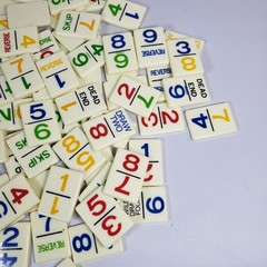 81 Pc Vintage 1986 UNO Dominos Game by International Tile Lot Crafts