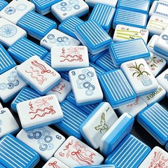 Blue Stripe 4-Layer Acrylic Mahjong Tiles American Set 160 Pcs – US Fast Ship!